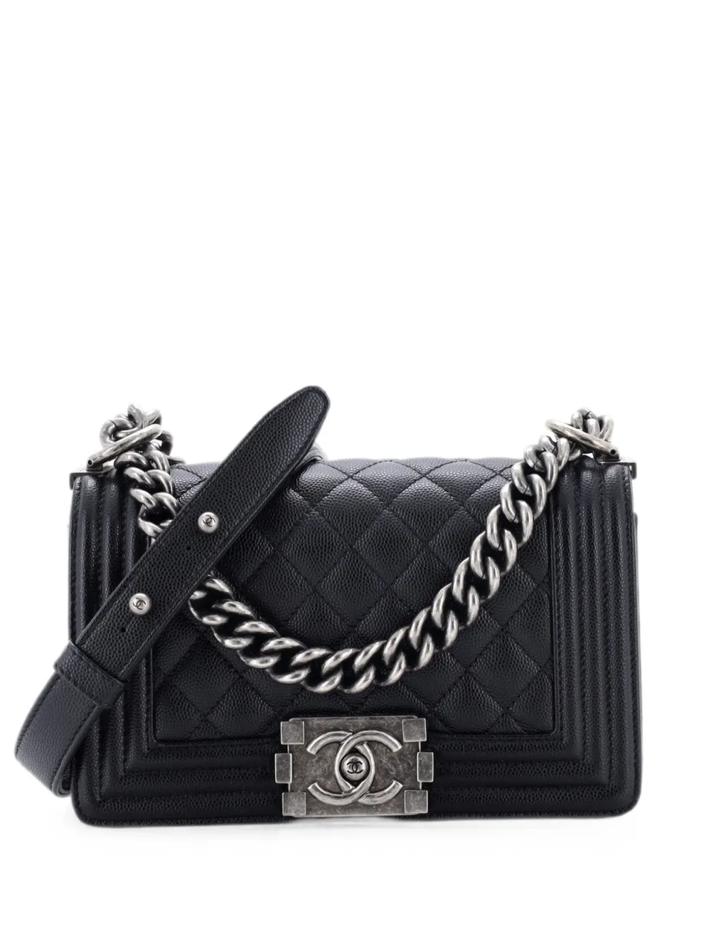 CHANEL Pre-Owned Boy Flap Bag Quilted Caviar Small crossbody bag - Nero