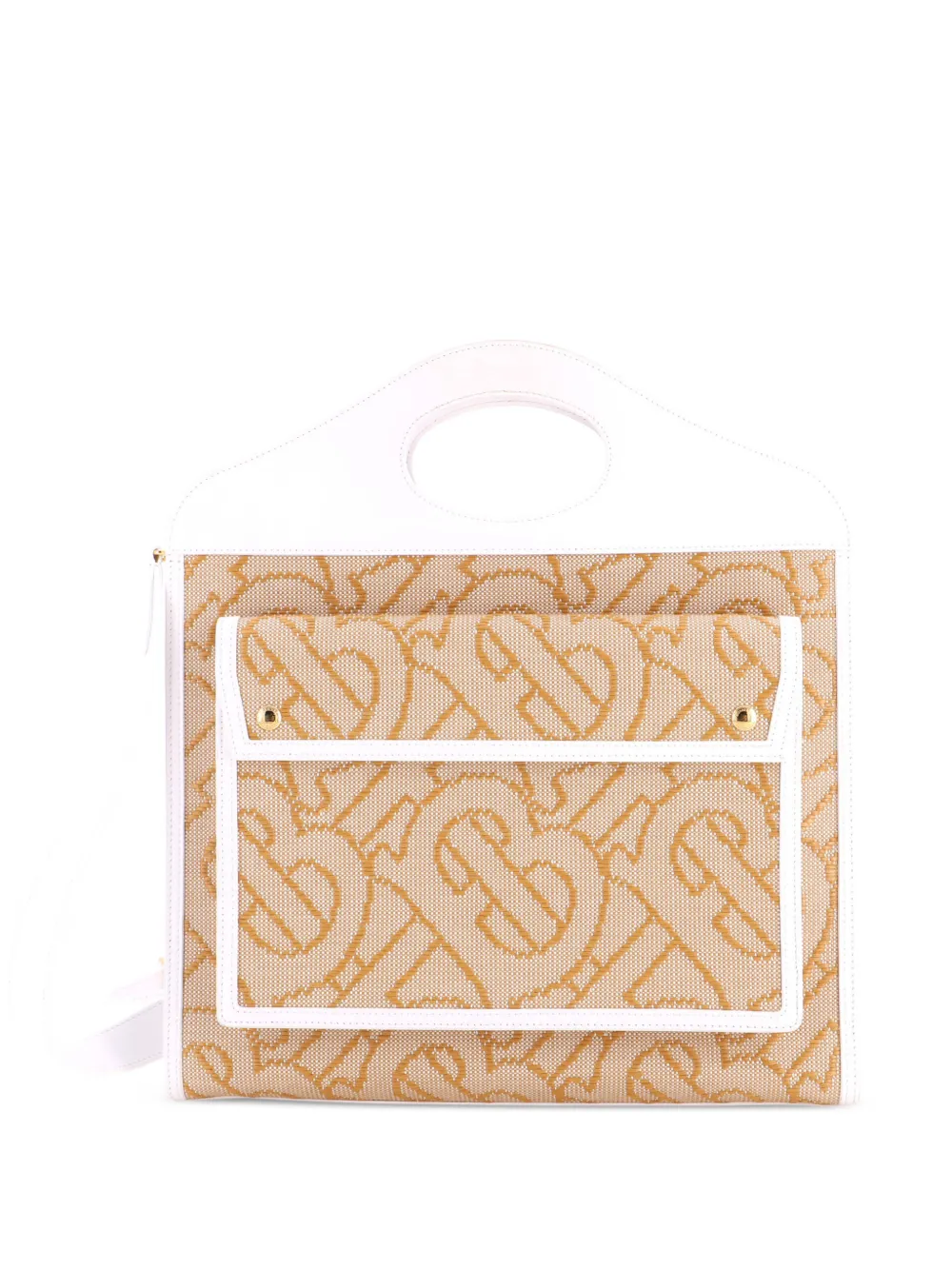 Burberry Pre-Owned Logo Pocket Woven Raffia and Canvas with Leather Medium tote bag - Neutrals