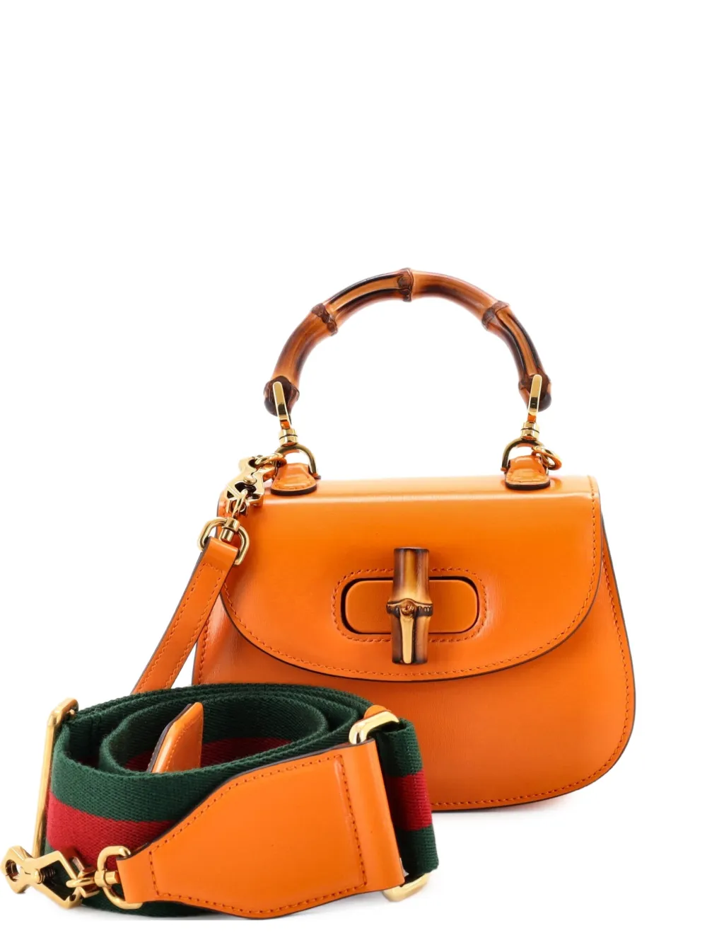 Gucci Pre-Owned Bamboo 1947 Top Handle Bag Leather Mini shoulder bag - Arancione