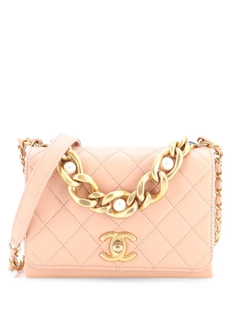 CHANEL Pre-Owned Pearl Boy Chain Flap Bag Quilted Calfskin Mini shoulder bag - Toni neutri