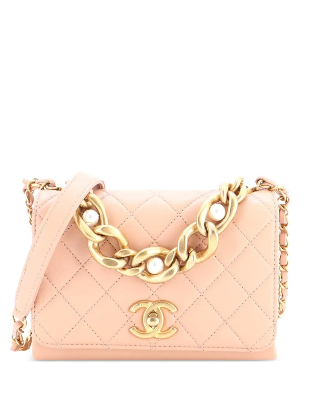CHANEL Pre-Owned Pearl Boy Chain Flap Bag Quilted Calfskin Mini shoulder bag - Toni neutri