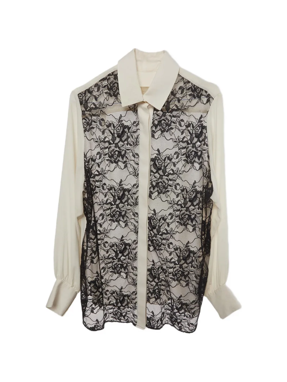 Pre-owned Elie Saab Lace-paneled Crepe Shirt In White