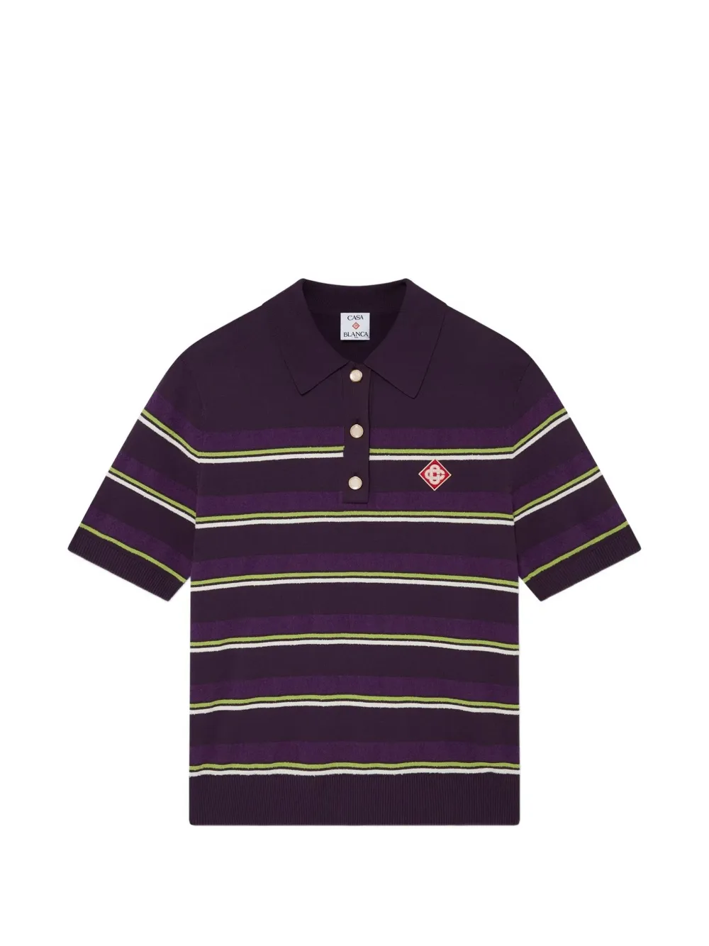 Casablanca striped logo-patch polo shirt - Violett