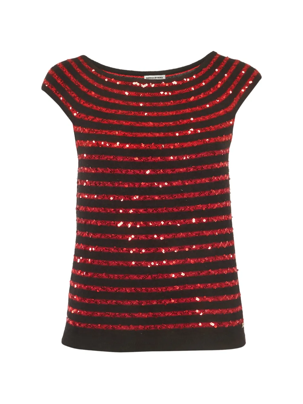 Sonia Rykiel Pre-Owned sequin-embellished striped cashmere top - Rot