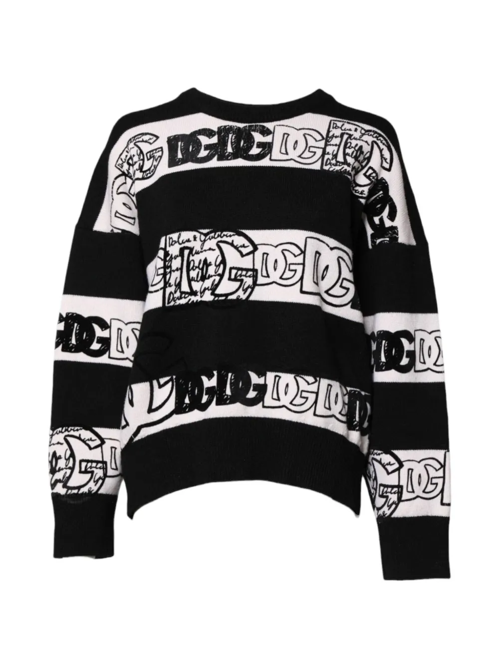 Dolce & Gabbana Maglione a righe con logo - Nero