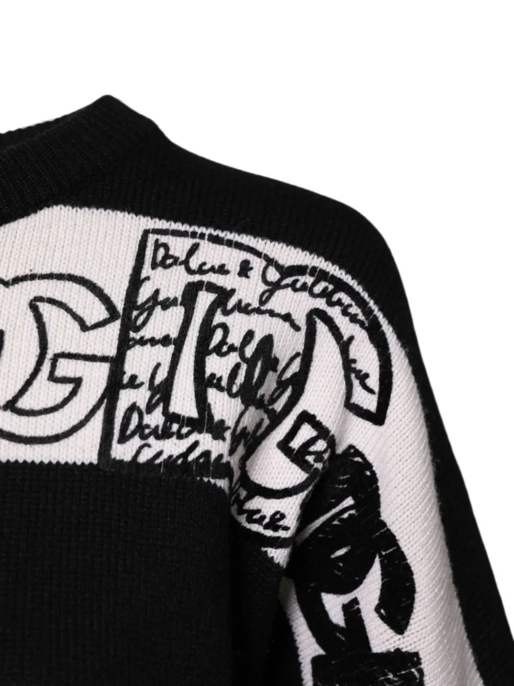 Dolce & Gabbana Gestreepte trui met logo-print Zwart