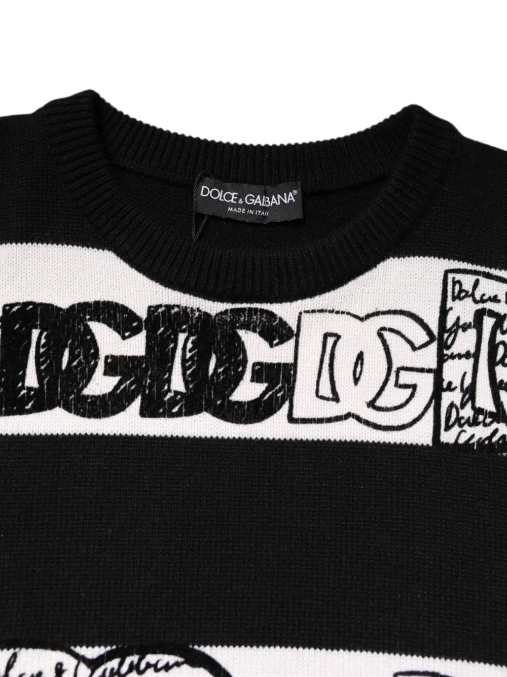Dolce & Gabbana Gestreepte trui met logo-print Zwart