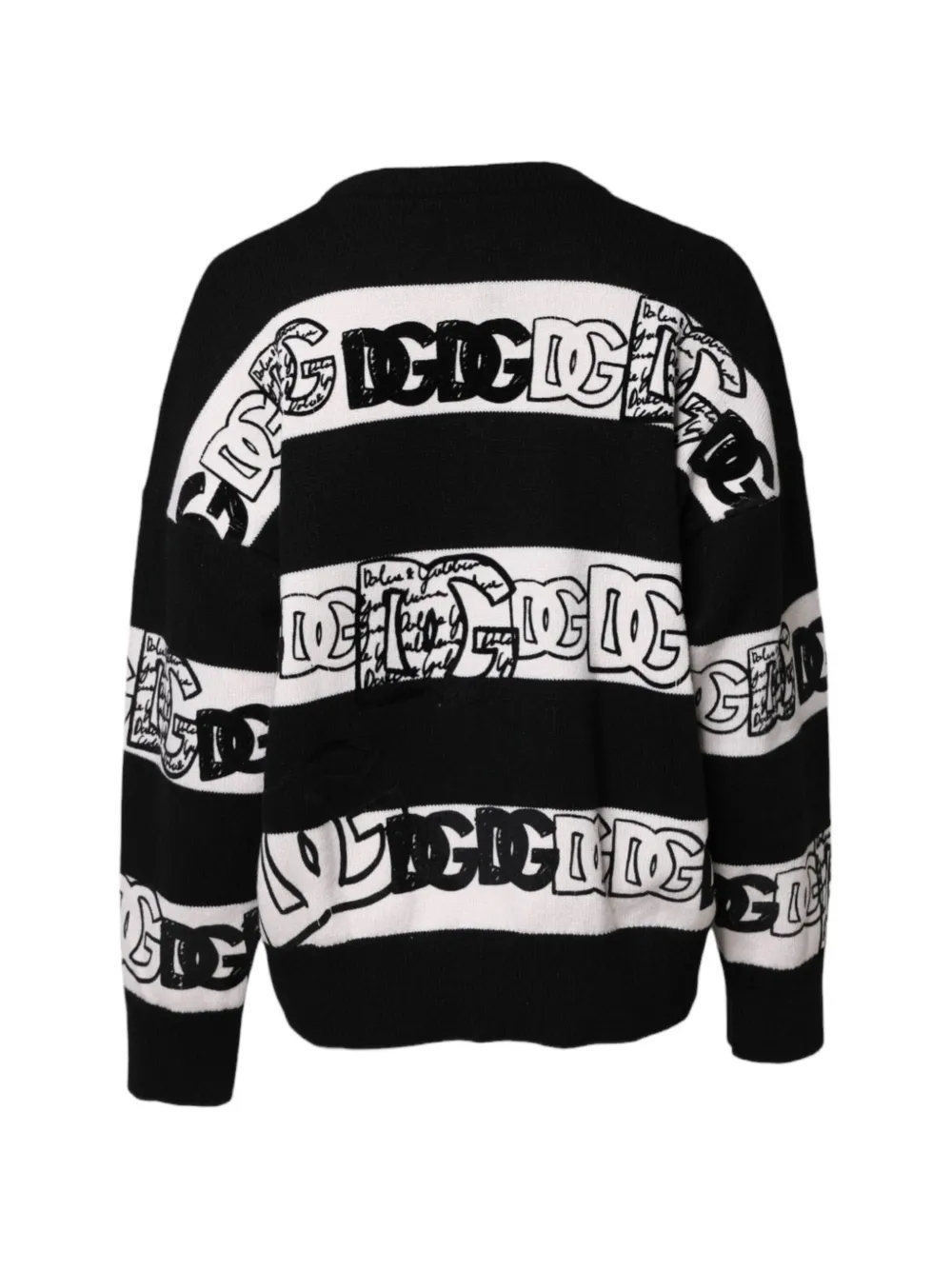 Dolce & Gabbana Gestreepte trui met logo-print Zwart