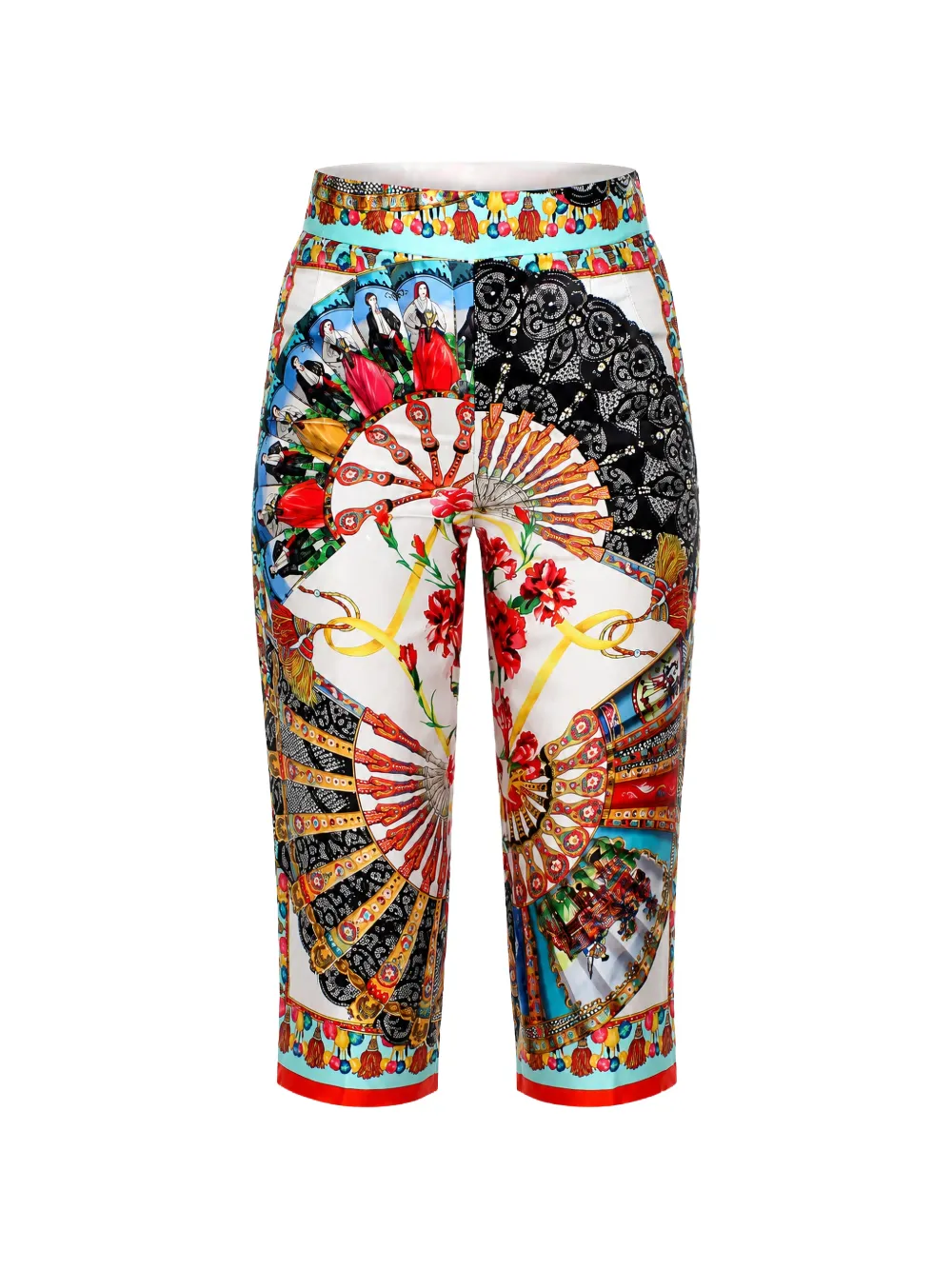 Dolce & Gabbana Pantaloni in seta con stampa maiolica - Bianco