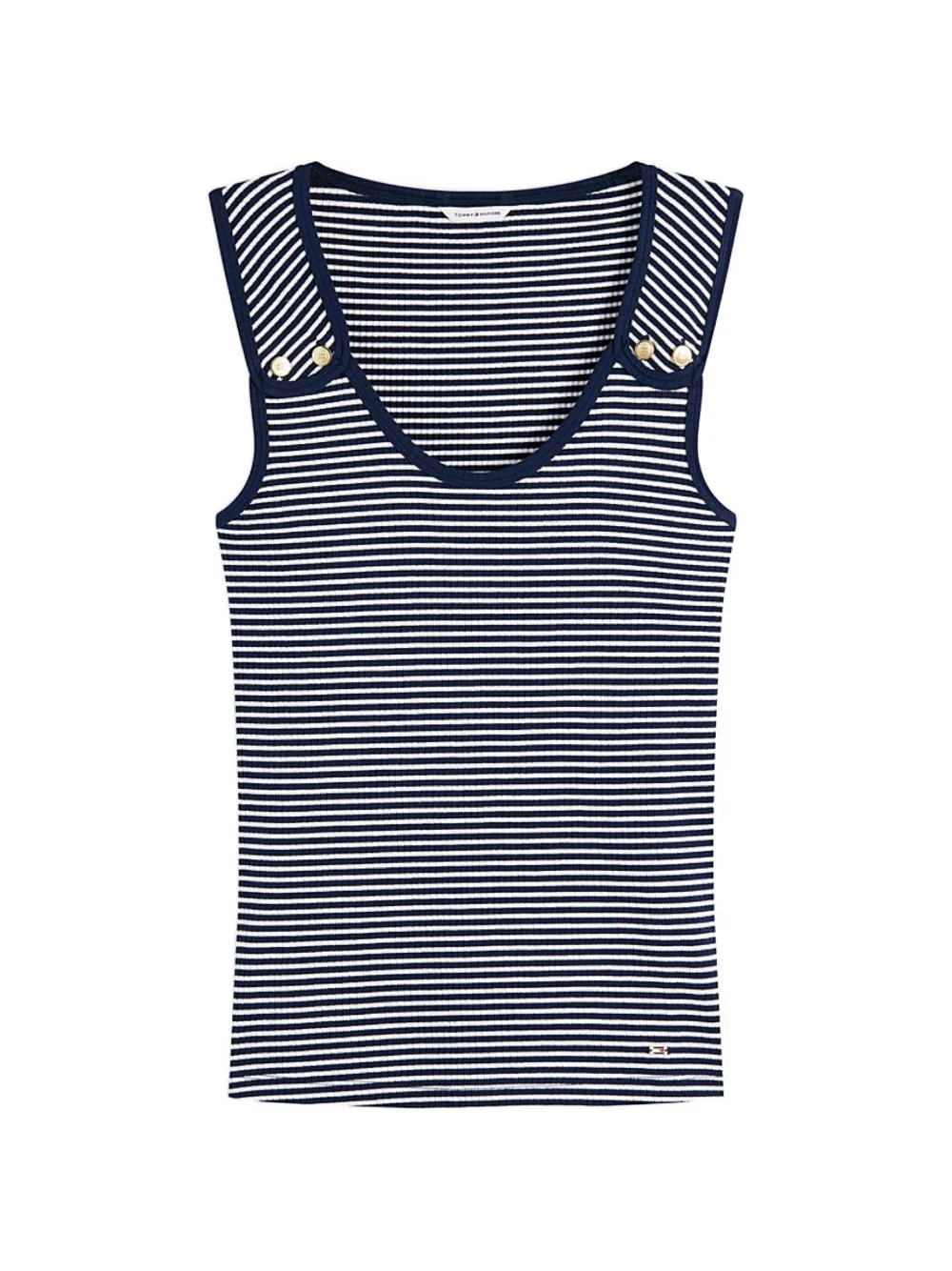 Tommy Hilfiger Gestreepte tanktop met knoopdetail Blauw