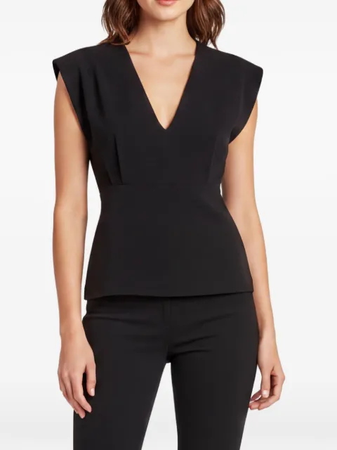Theory blusa con pliegues y cuello en V