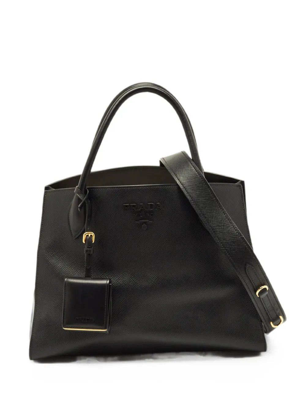 Prada Pre-Owned medium Monochrome Saffiano leather tote bag - Nero