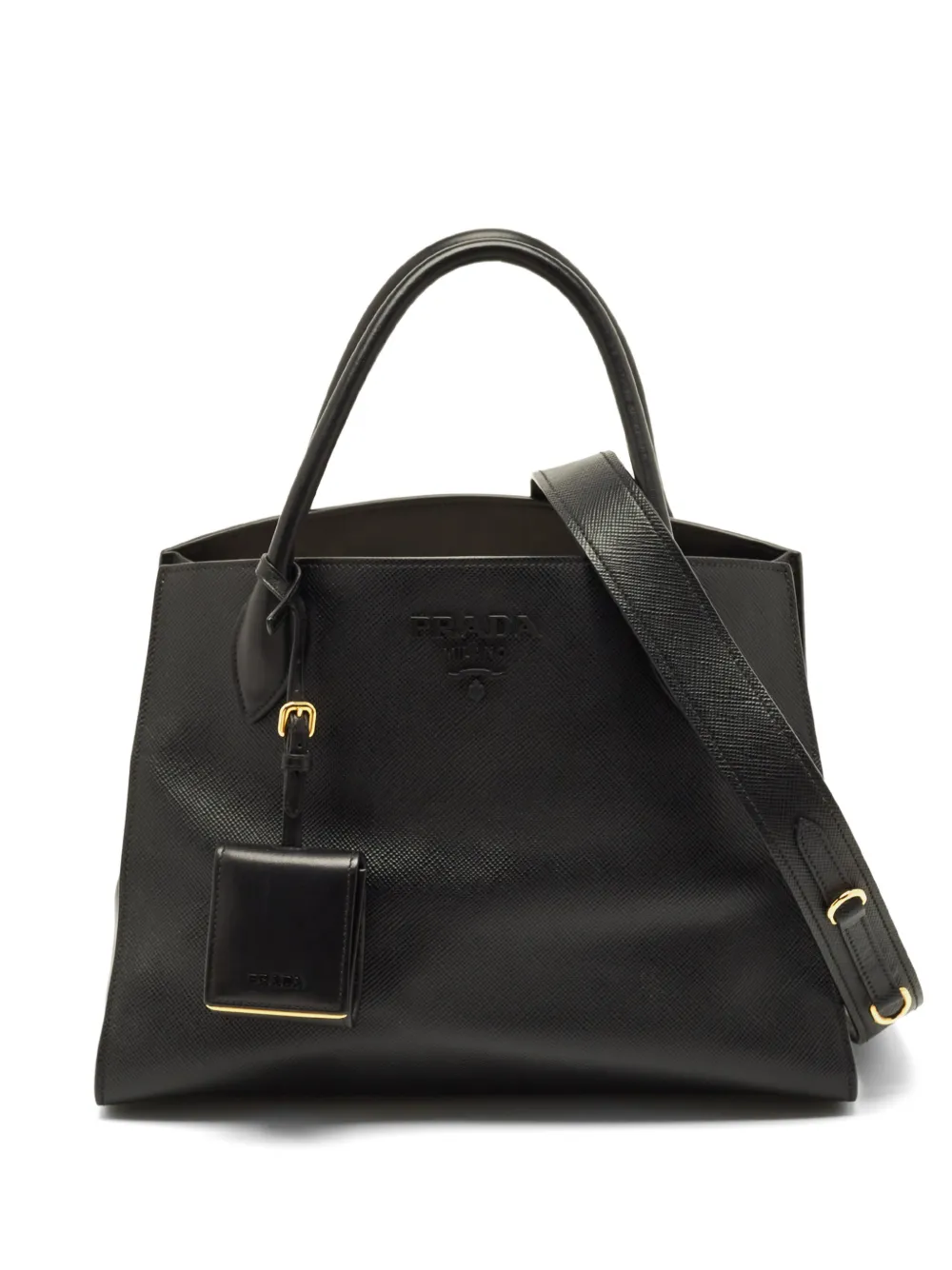 Prada Pre-Owned medium Monochrome Saffiano leather tote bag - Black