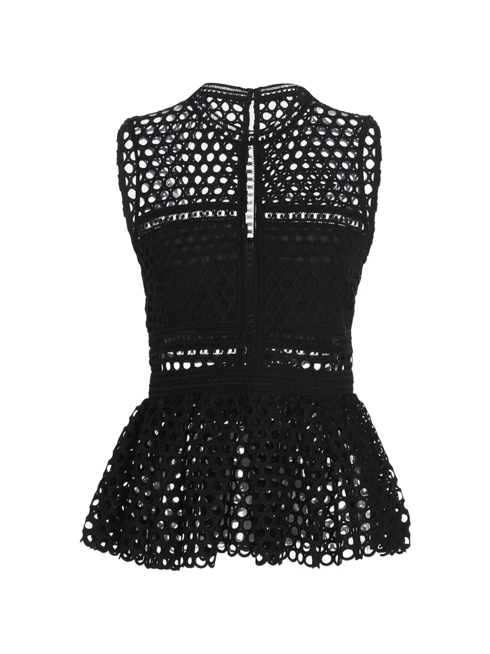 Self-Portrait guipure lace peplum top - Schwarz