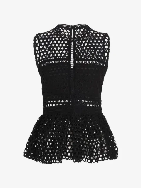 Self-Portrait guipure lace peplum top