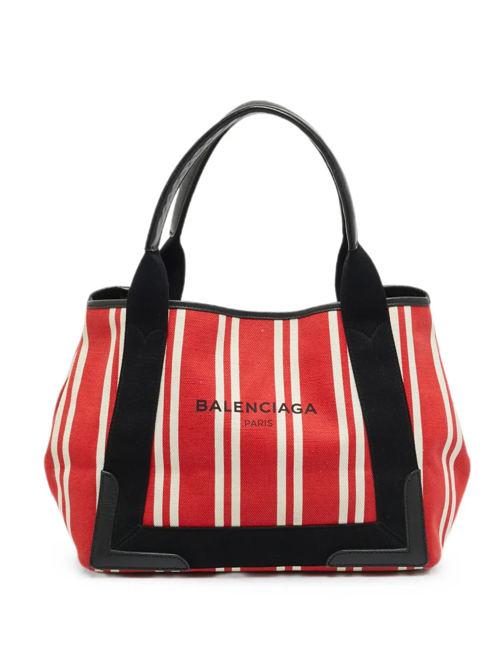 Balenciaga Pre-Owned small Cabas striped canvas tote bag - Rosso