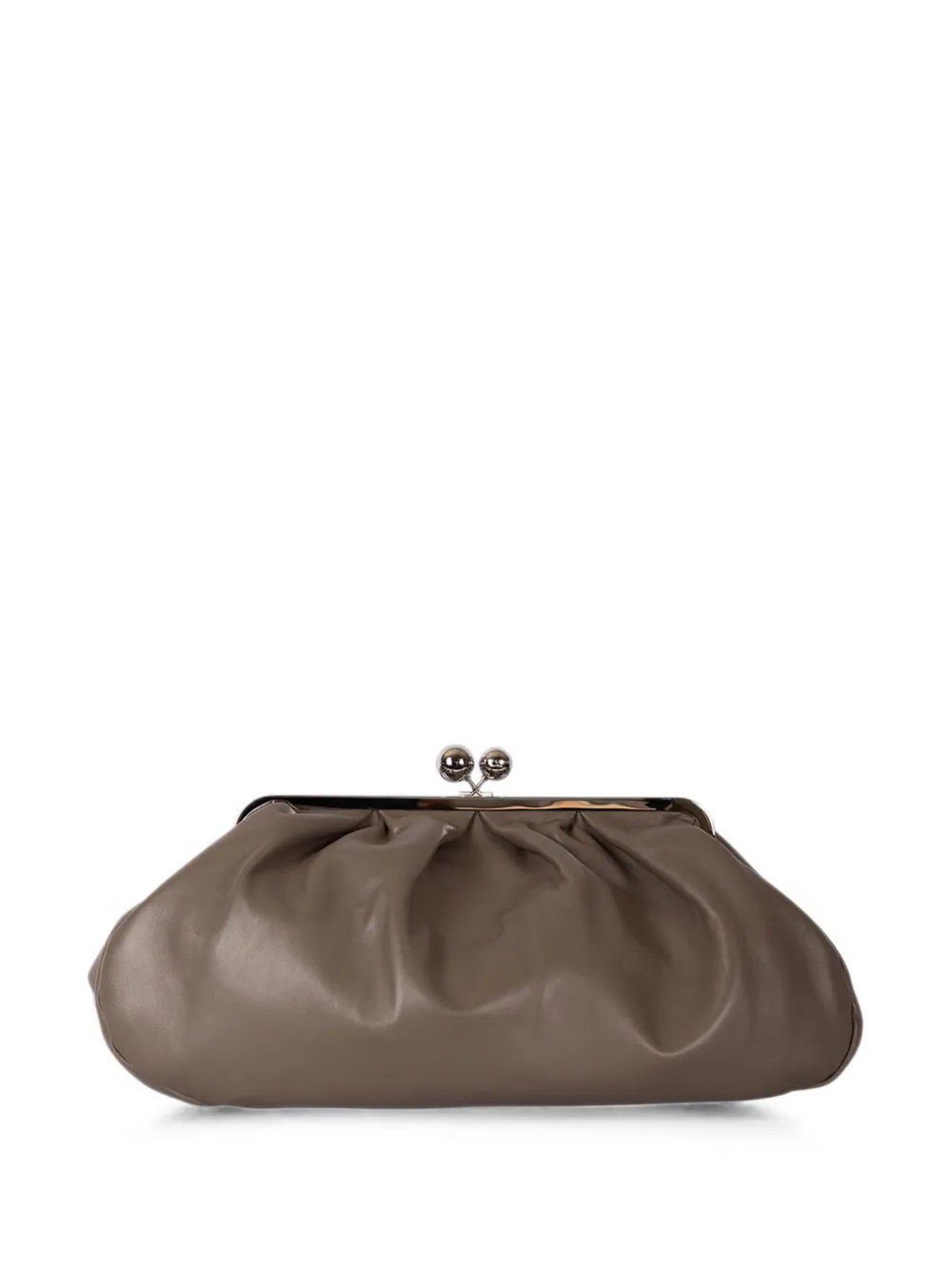 Weekend Max Mara large Pasticcino ruched leather clutch bag - Marrone