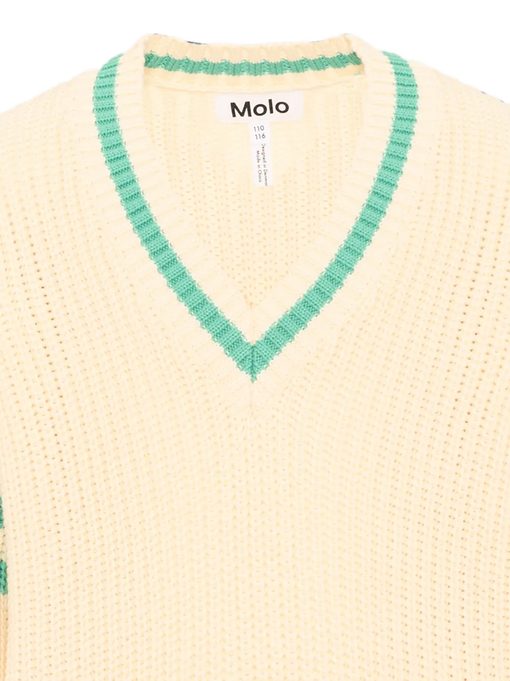 Molo Gail trui met gestreepte afwerking en V-hals Wit