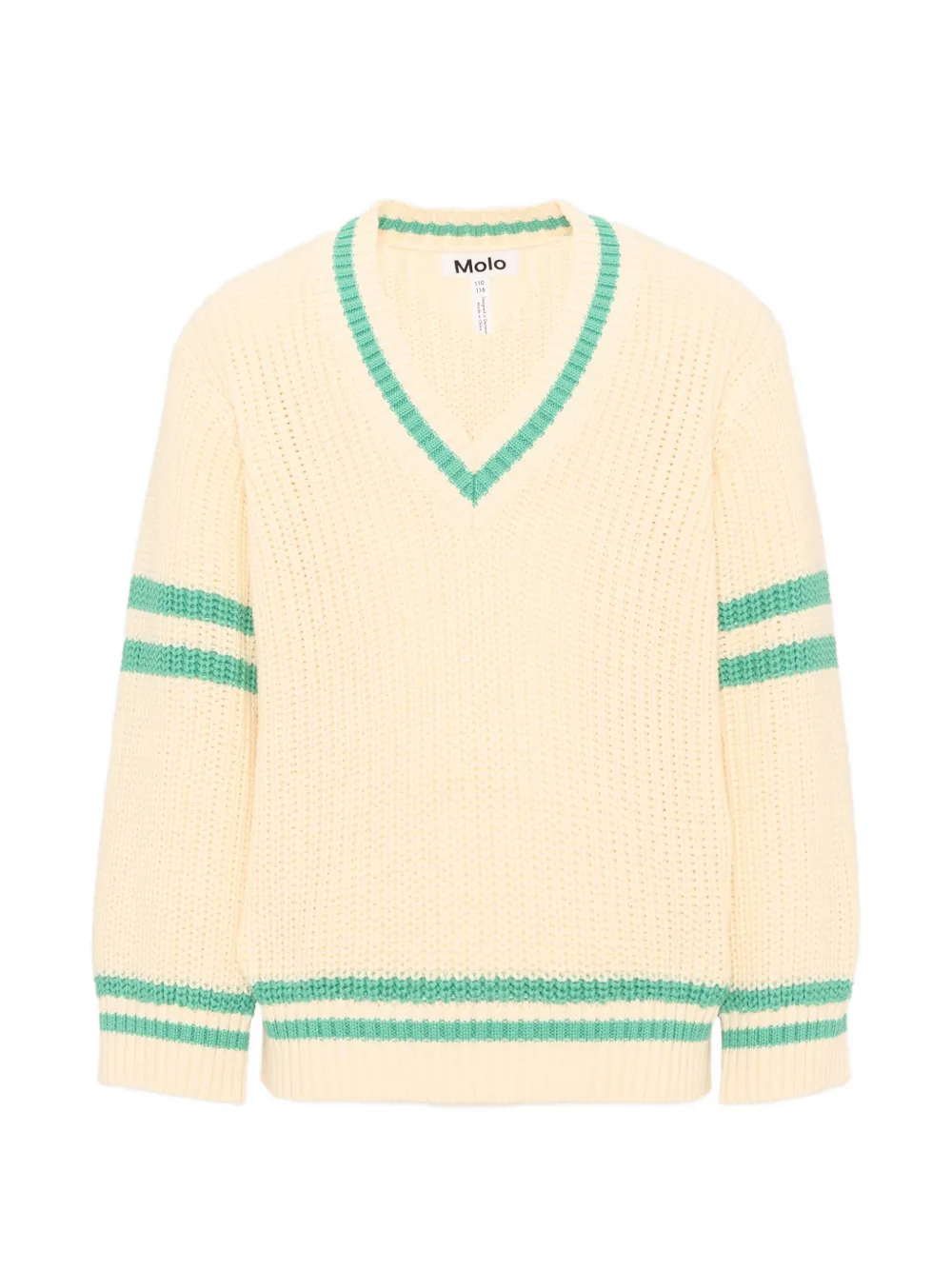 Molo Gail stripe-trim V-neck sweater - Bianco