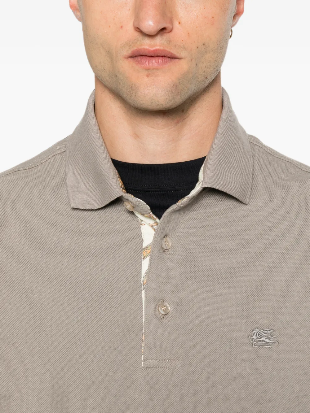 ETRO Poloshirt met Pegaso-borduurwerk en lange mouwen Grijs