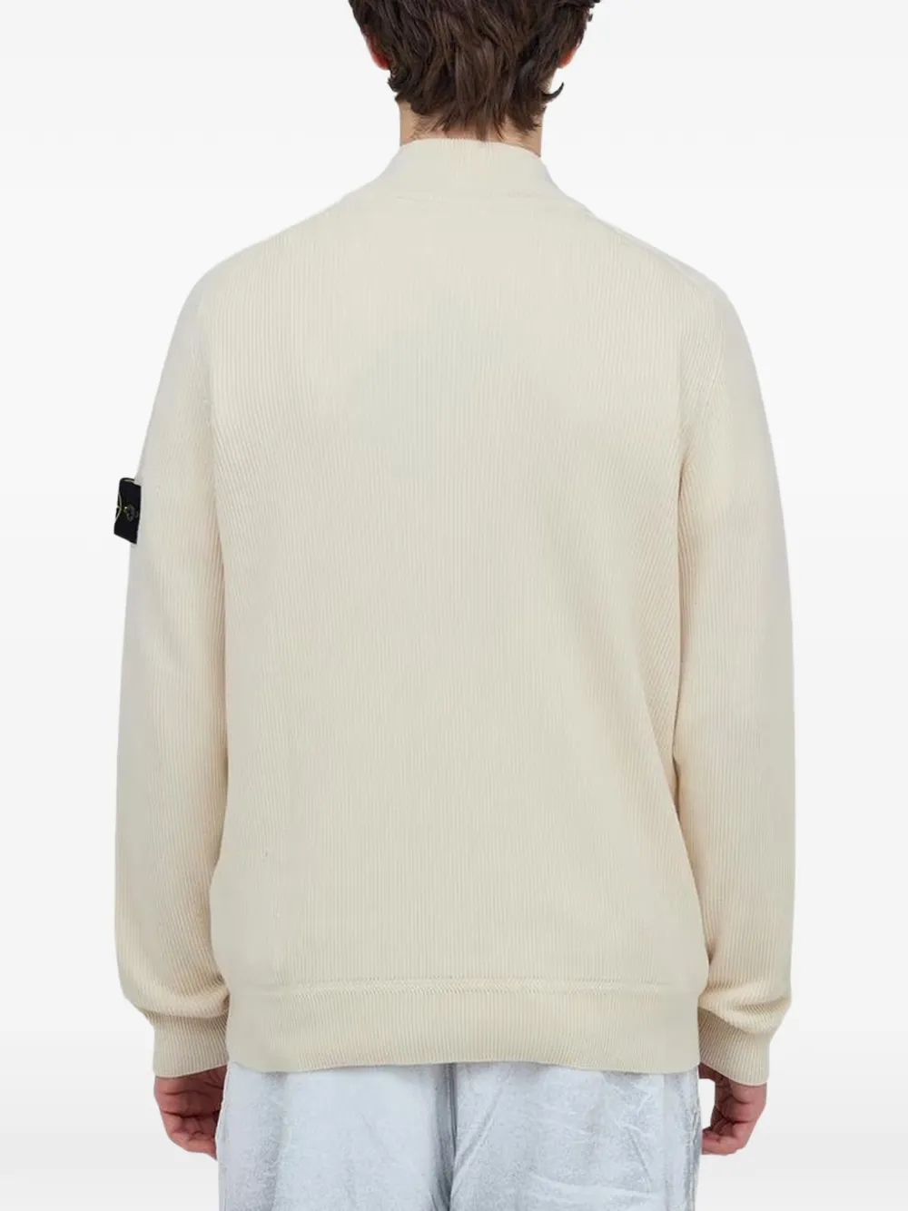 Stone Island Trui met Compass-logopatch en halve rits Beige