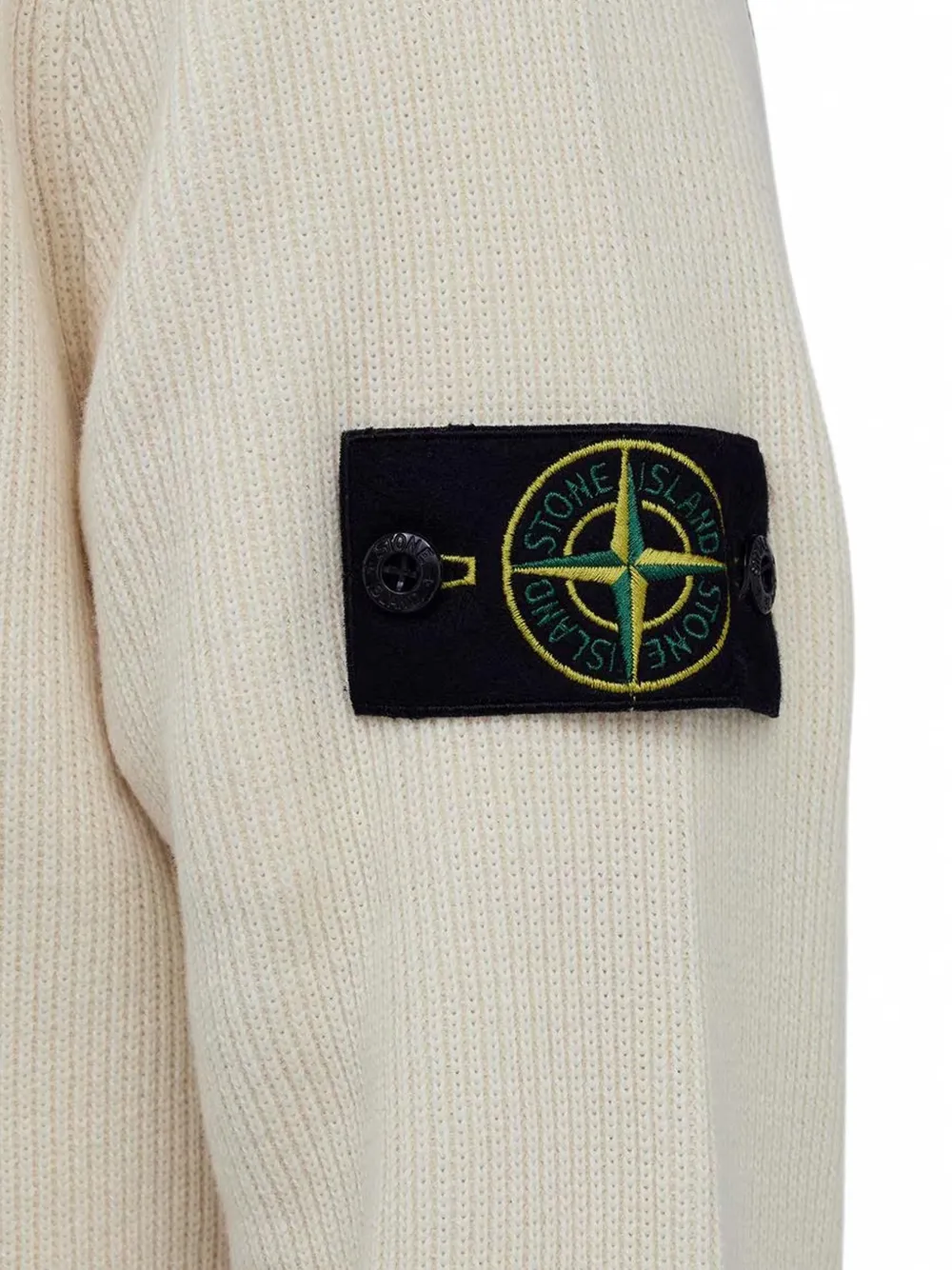 Stone Island Trui met Compass-logopatch en halve rits Beige