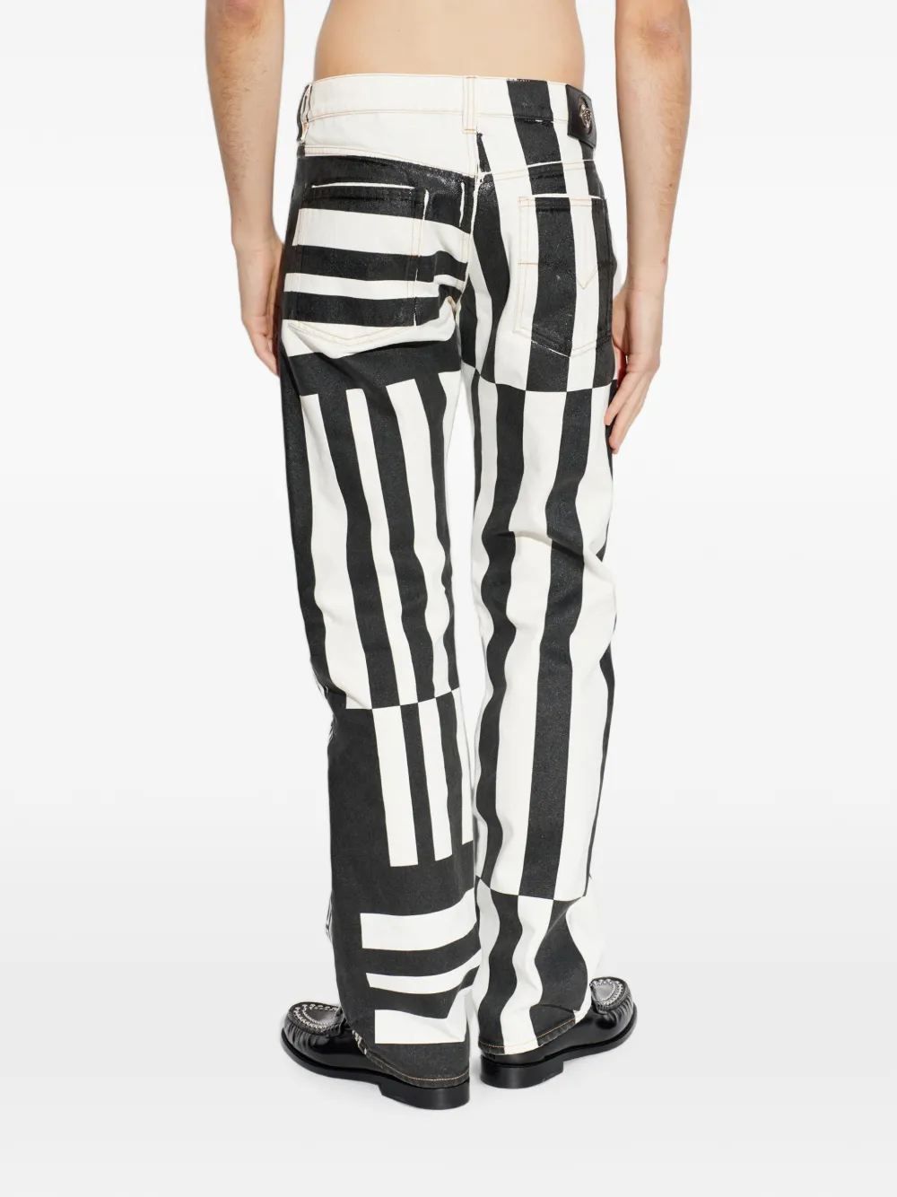 Versace Straight jeans met print Zwart