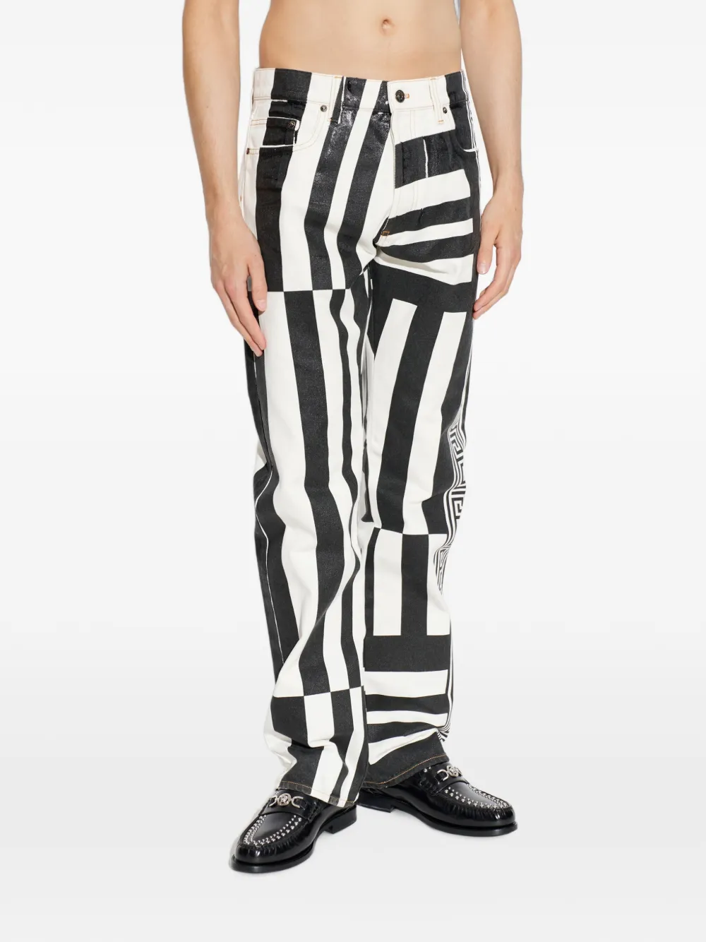 Versace Straight jeans met print Zwart