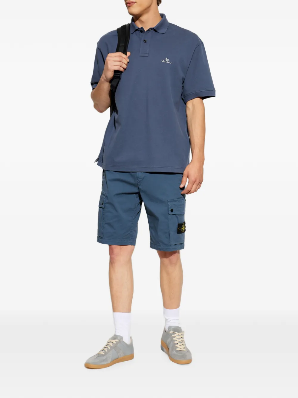 Stone Island Poloshirt met geborduurd logo Blauw