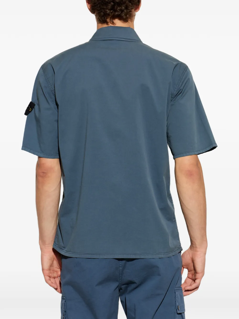 Stone Island Overhemd met logopatch en korte mouwen Blauw