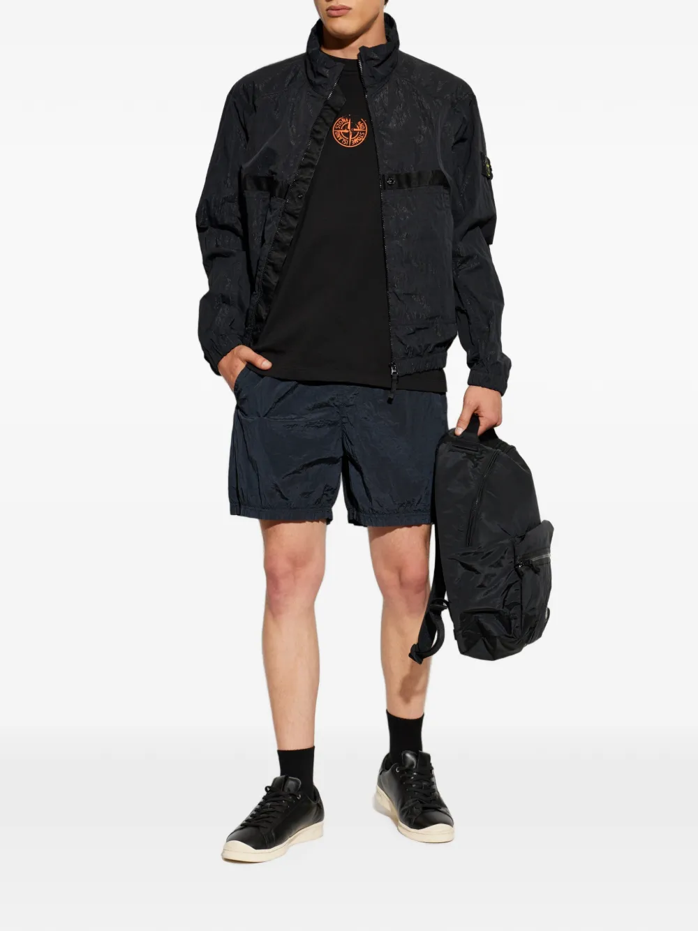 Stone Island Jack met logopatch Zwart
