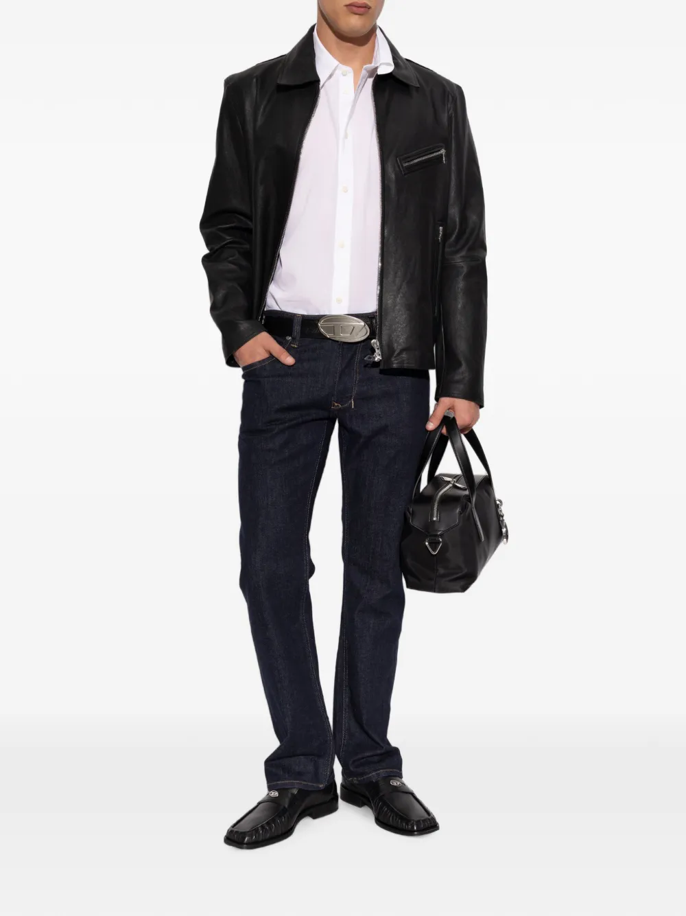 Diesel D Amber leather loafers Zwart