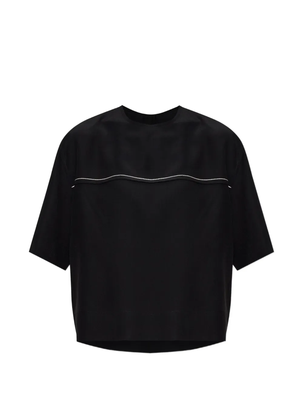 Marni contrast-stitch silk T-shirt - Nero