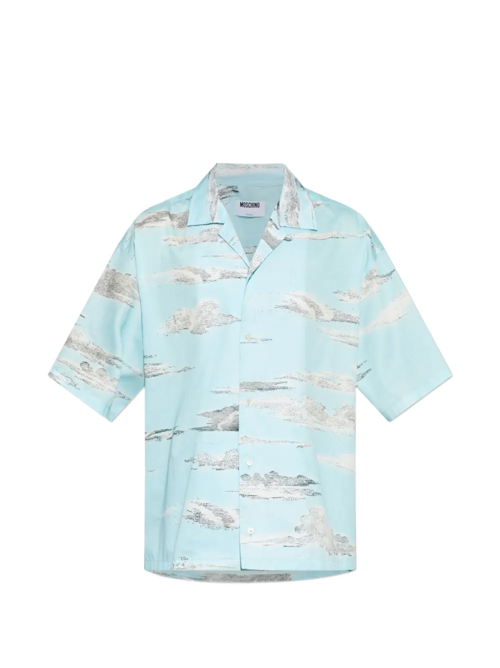 Moschino cloud-print camp-collar shirt - Blu