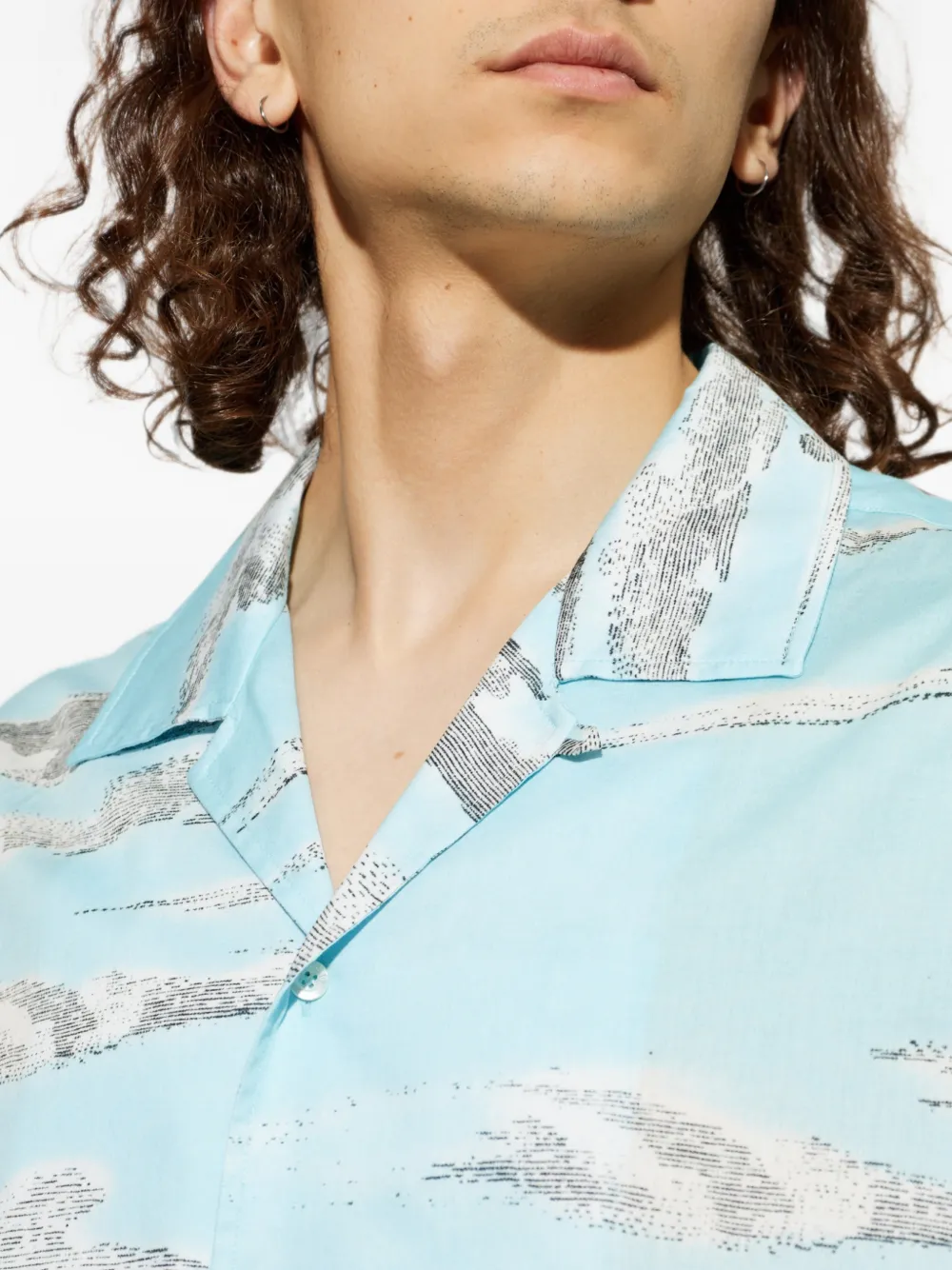 Moschino Overhemd met campkraag en wolken-print Blauw