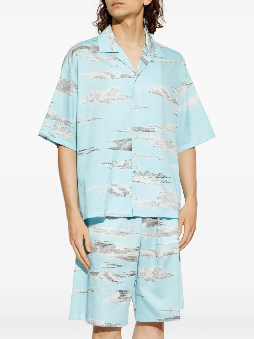 Moschino Overhemd met campkraag en wolken-print Blauw