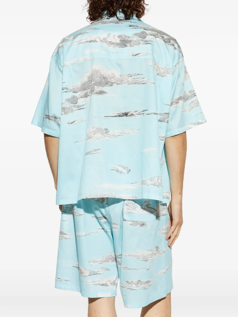 Moschino Overhemd met campkraag en wolken-print Blauw