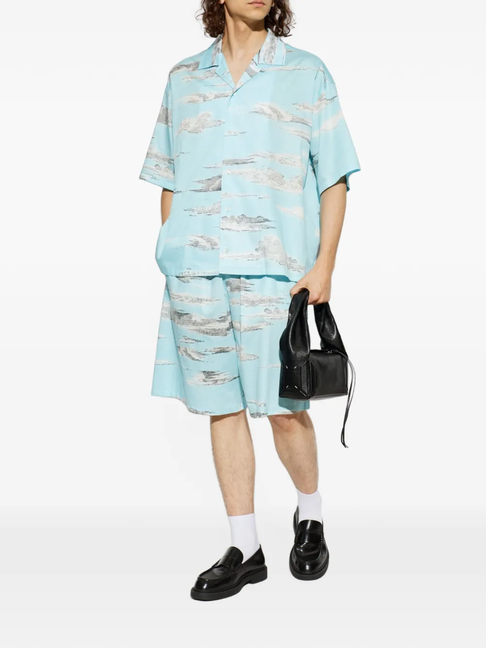 Moschino Overhemd met campkraag en wolken-print Blauw