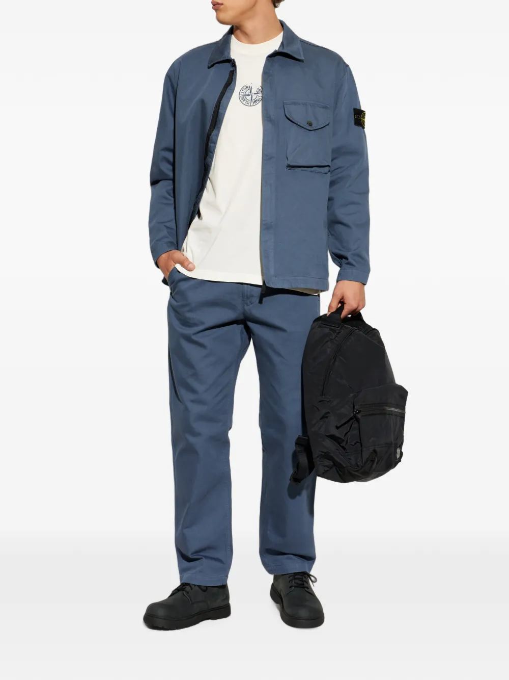 Stone Island Broek met logopatch Blauw