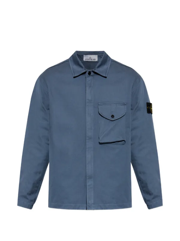Stone  シャツ　オーバーシャツ M Stone Island ブロークンツイル オーバーシャツ | ブルー | FARFETCH JP
