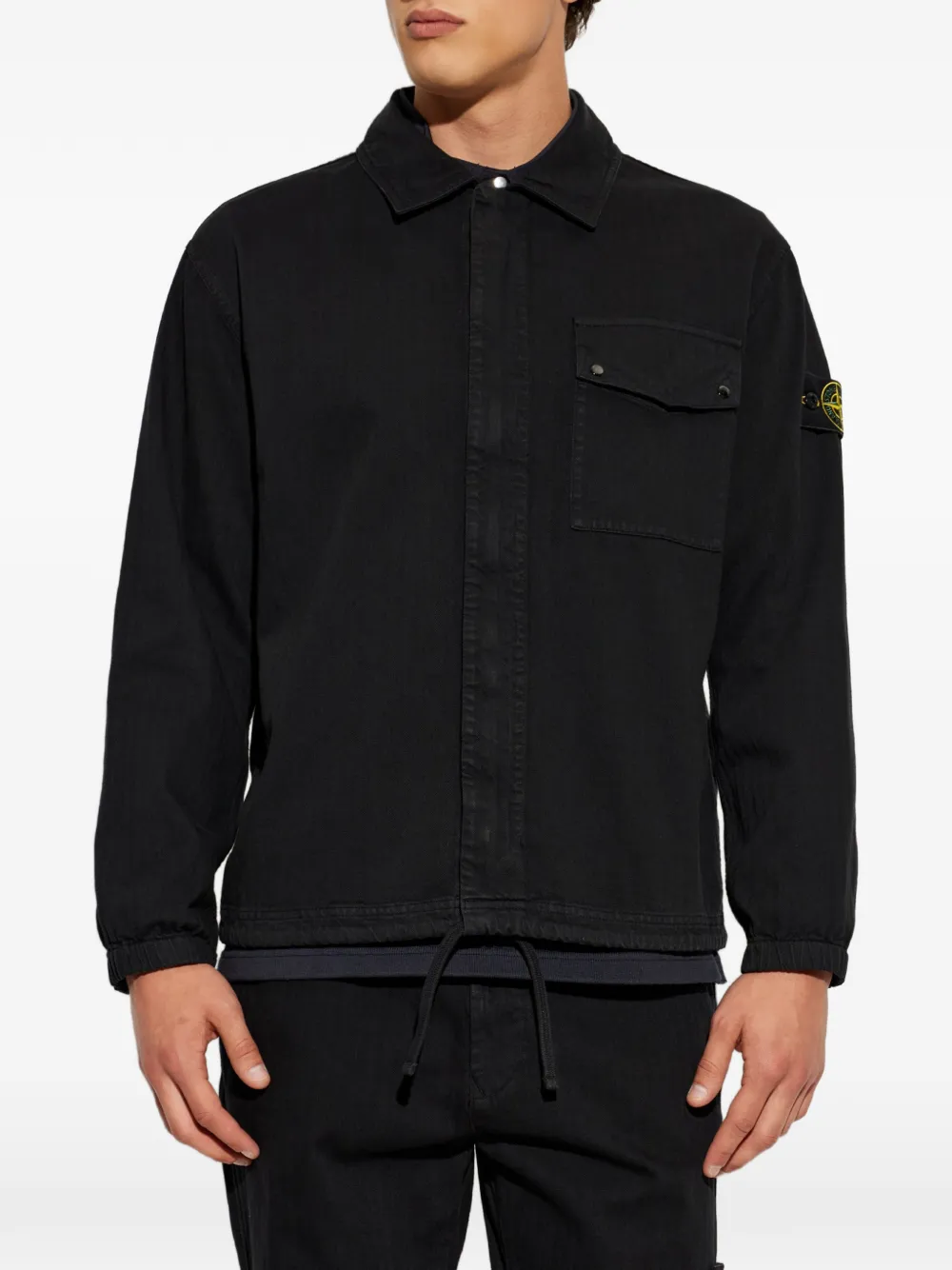 Stone Island Panama shirtjack van organisch katoen Zwart