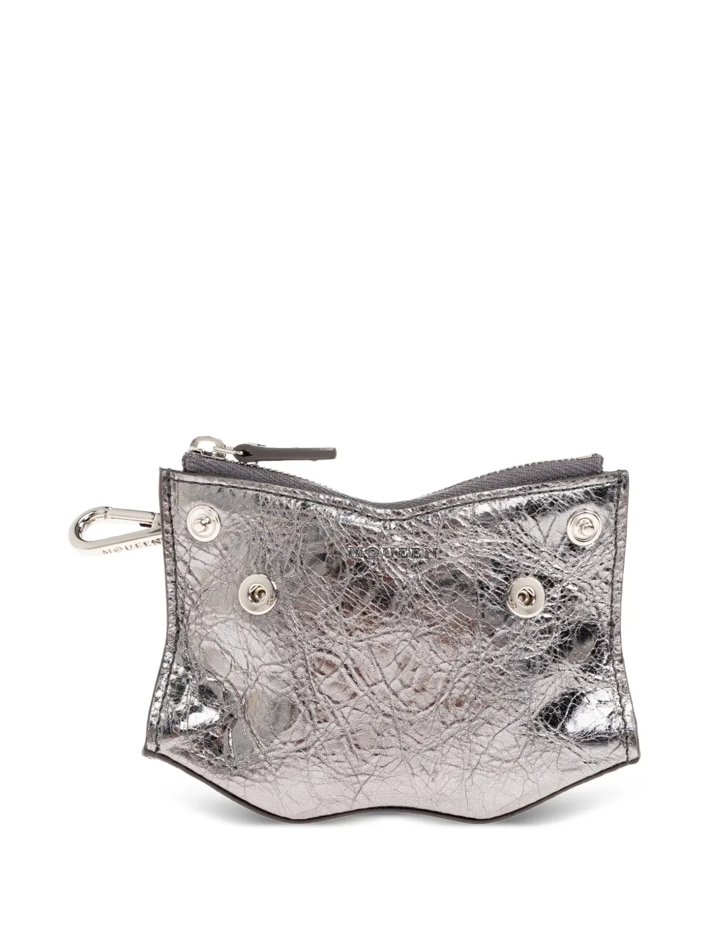 Alexander McQueen crinkled-leather keychain pouch - Silber