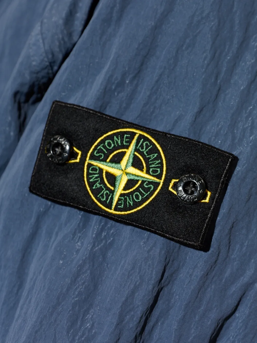 Stone Island Q100009 geribbeld nylon-TC jack met ketting Blauw