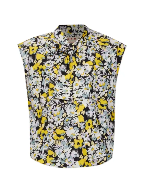 Marni floral-print pussy-bow top