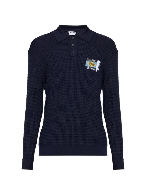 Moschino waffle-knit logo-patch sweater