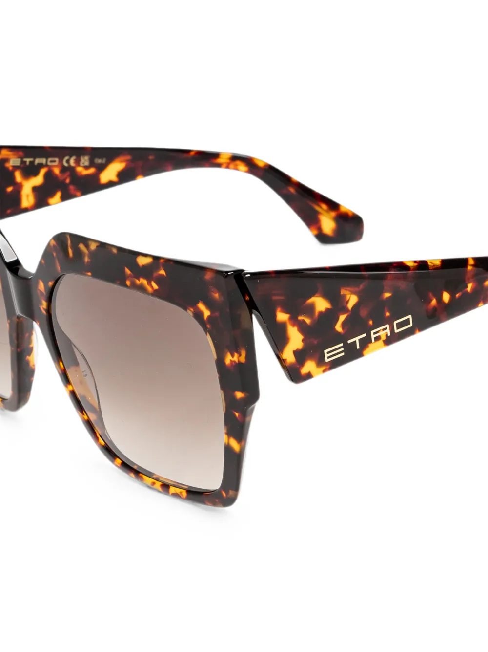 ETRO Zonnebril met geometrisch montuur met schildpadschild design Bruin