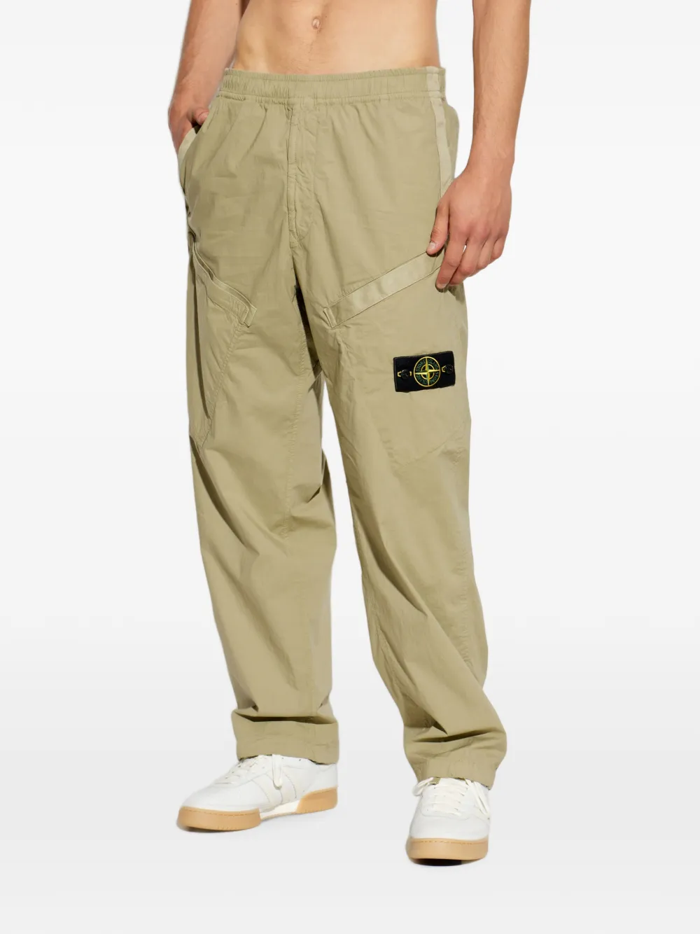 Stone Island Broek met logopatch Groen