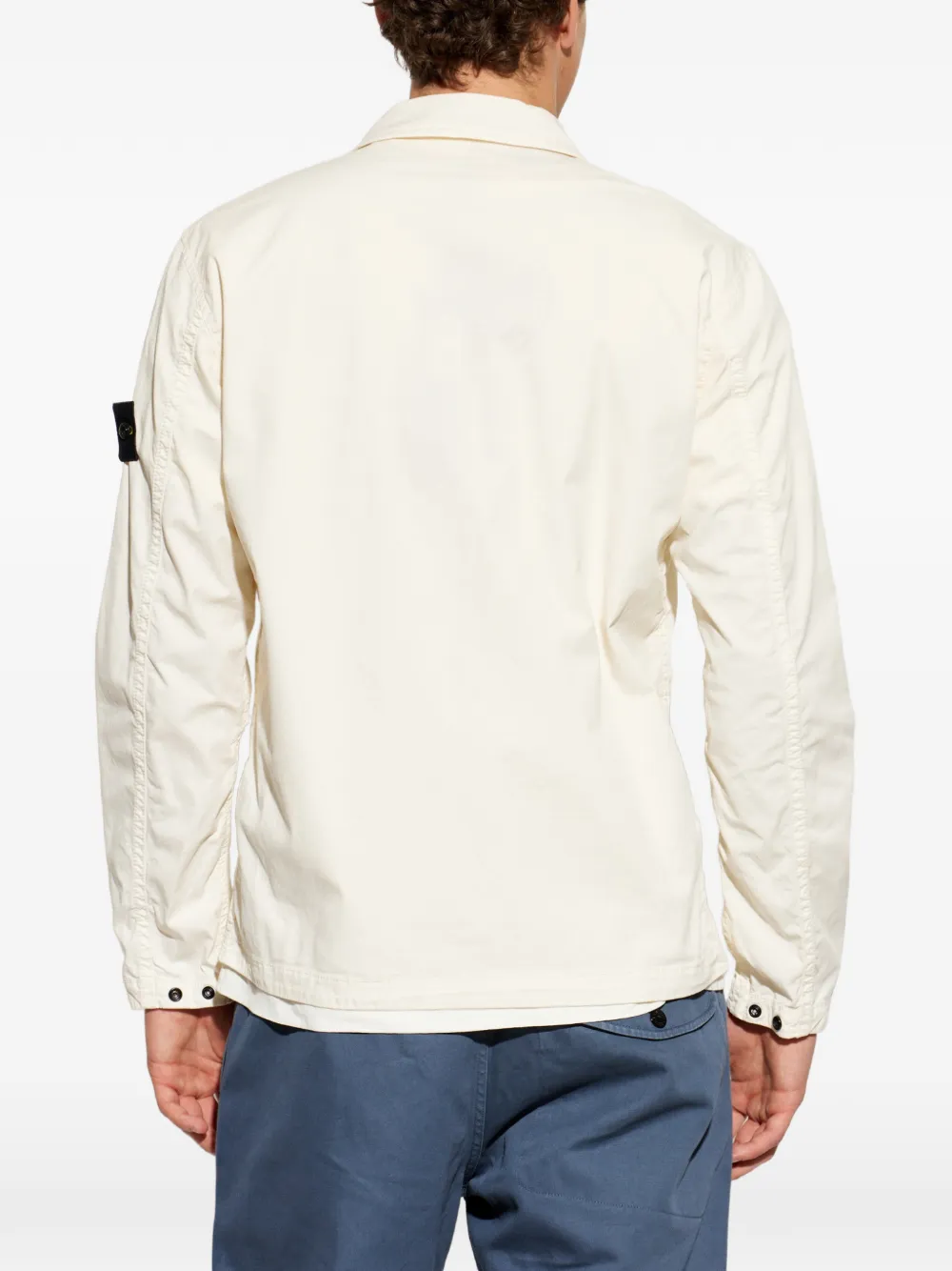 Stone Island 1200003 stretch twill shirtjack van biologisch katoen Beige