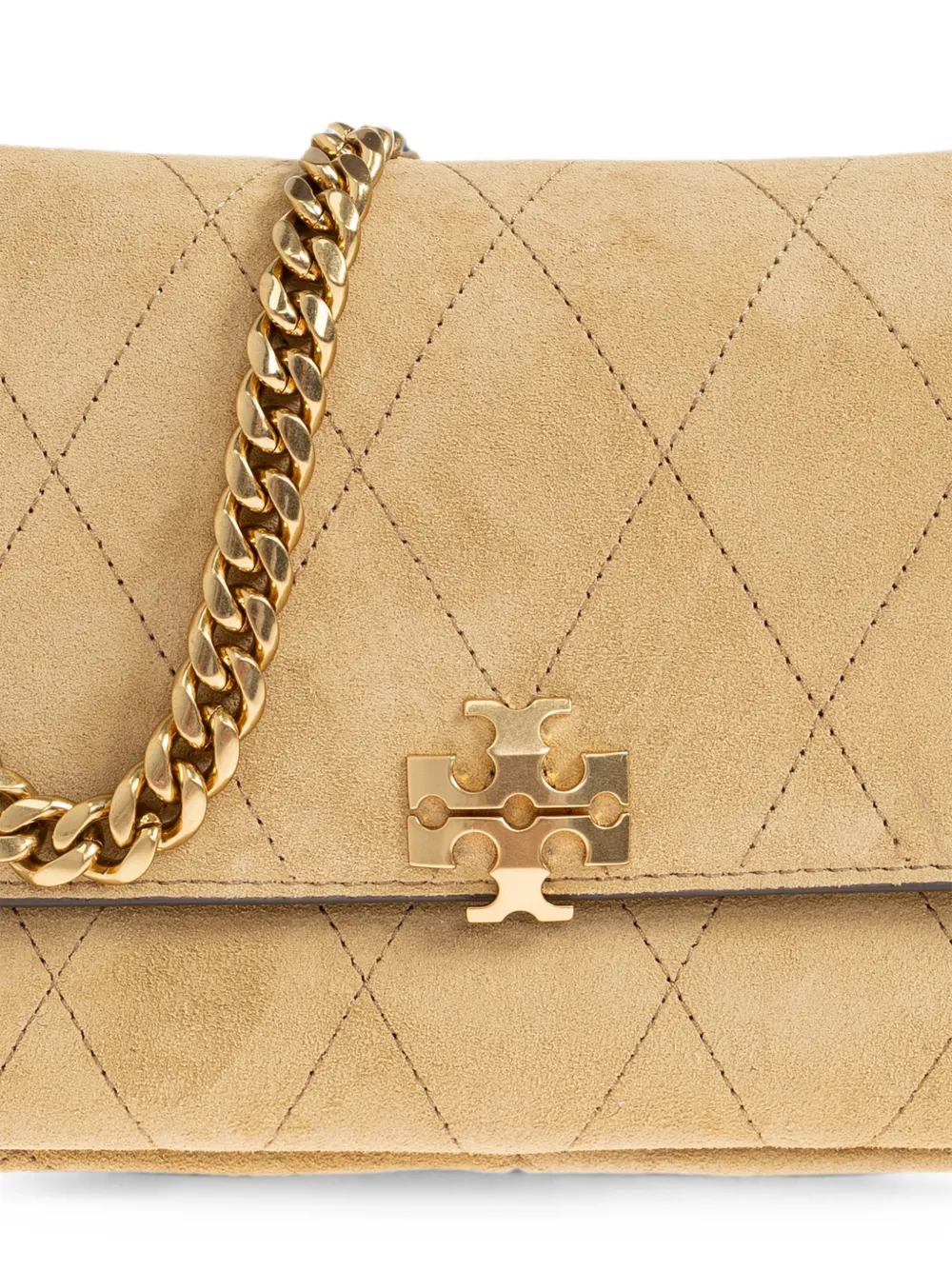 Tory Burch Charlie kleine gewatteerde schoudertas Beige