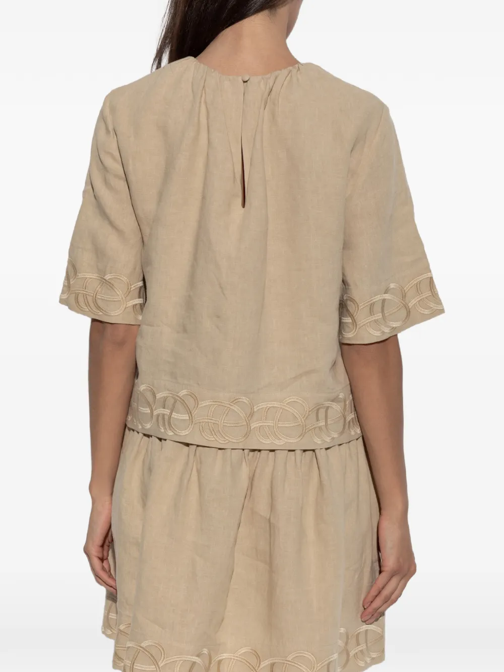 By Malene Birger Jania mini-jurk met borduurwerk Beige